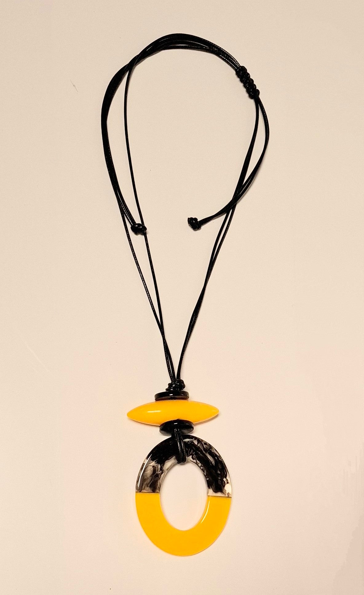 BOLD YELLOW MIX SHAPE LONG NECKLACE