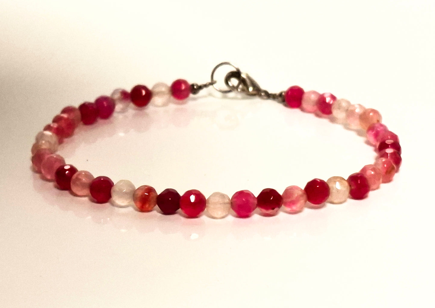 HALBEDELSTEIN ARMBAND + SILBER VERSCHLUSS