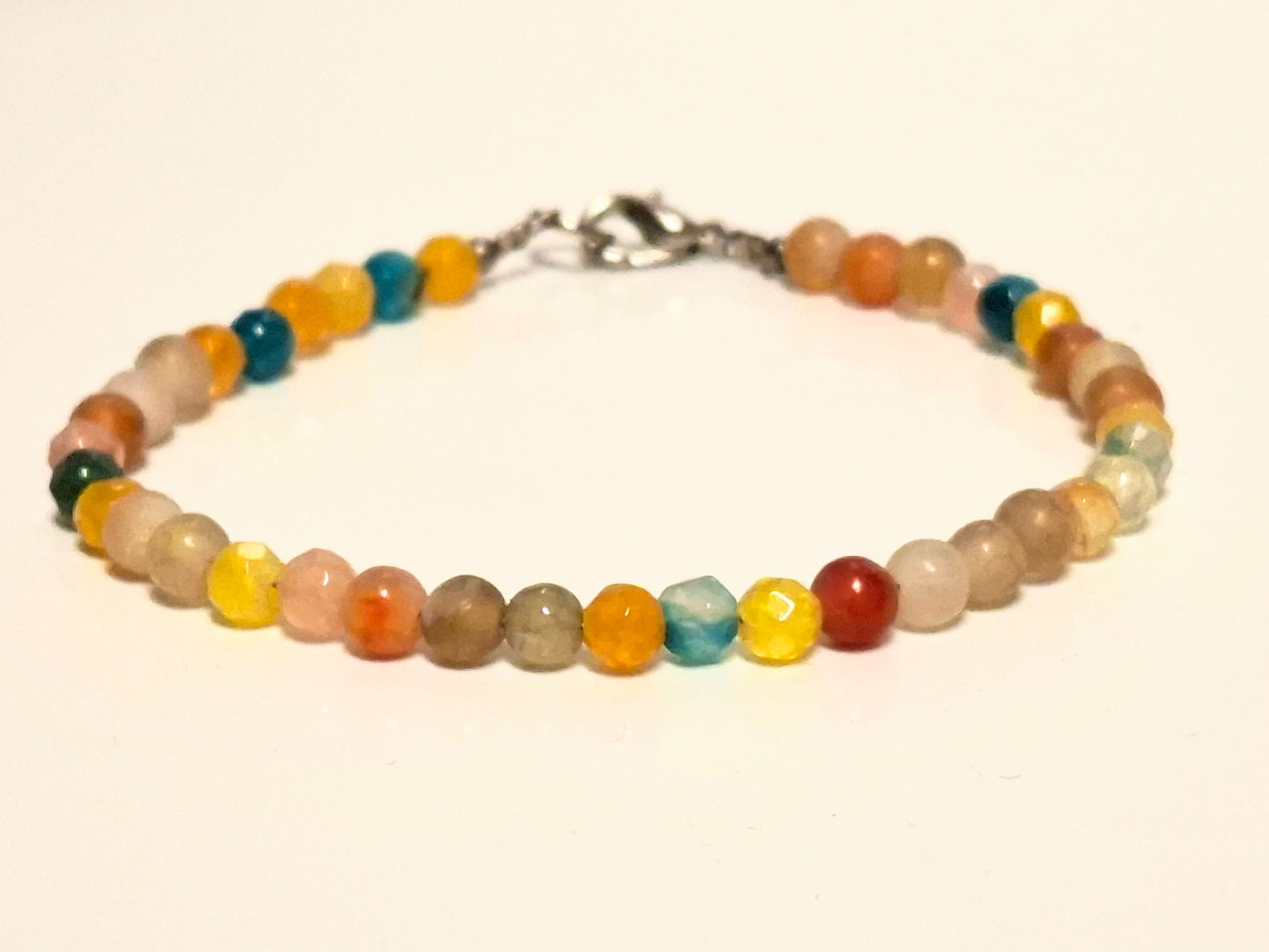 HALBEDELSTEIN ARMBAND + SILBER VERSCHLUSS