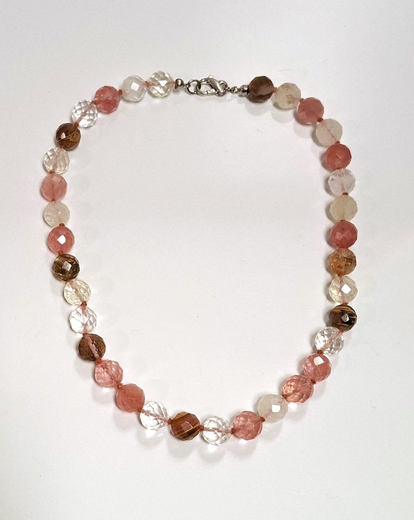 HALBEDELSTEIN HALSKETTE + SILBER VERSCHUSS