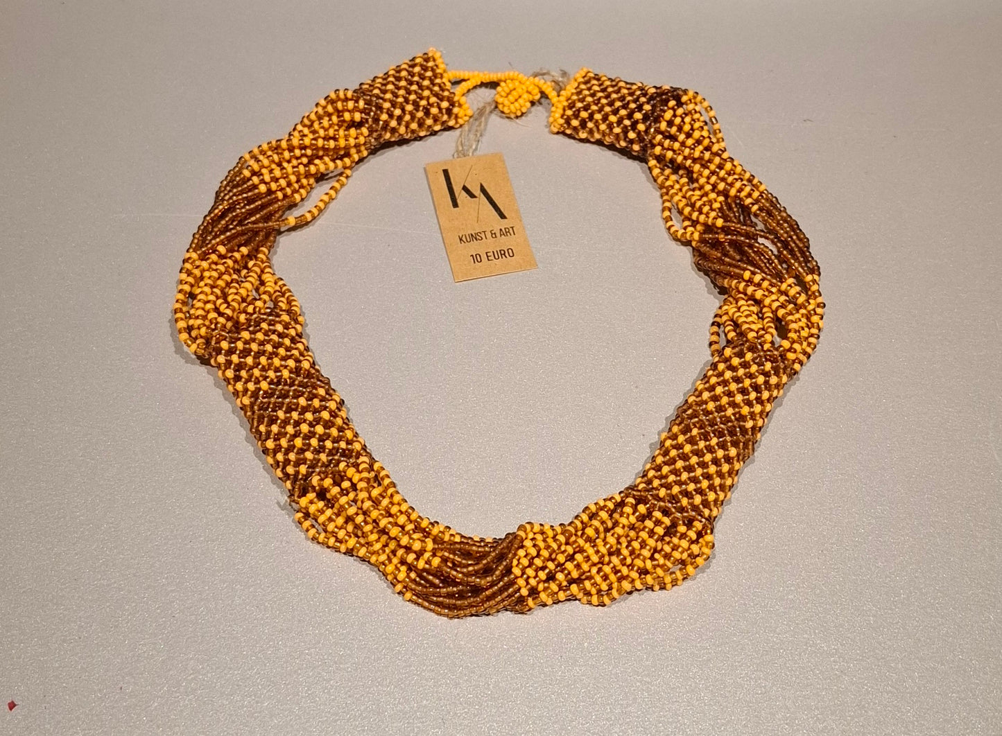 Zulu style beaded necklace orange brown