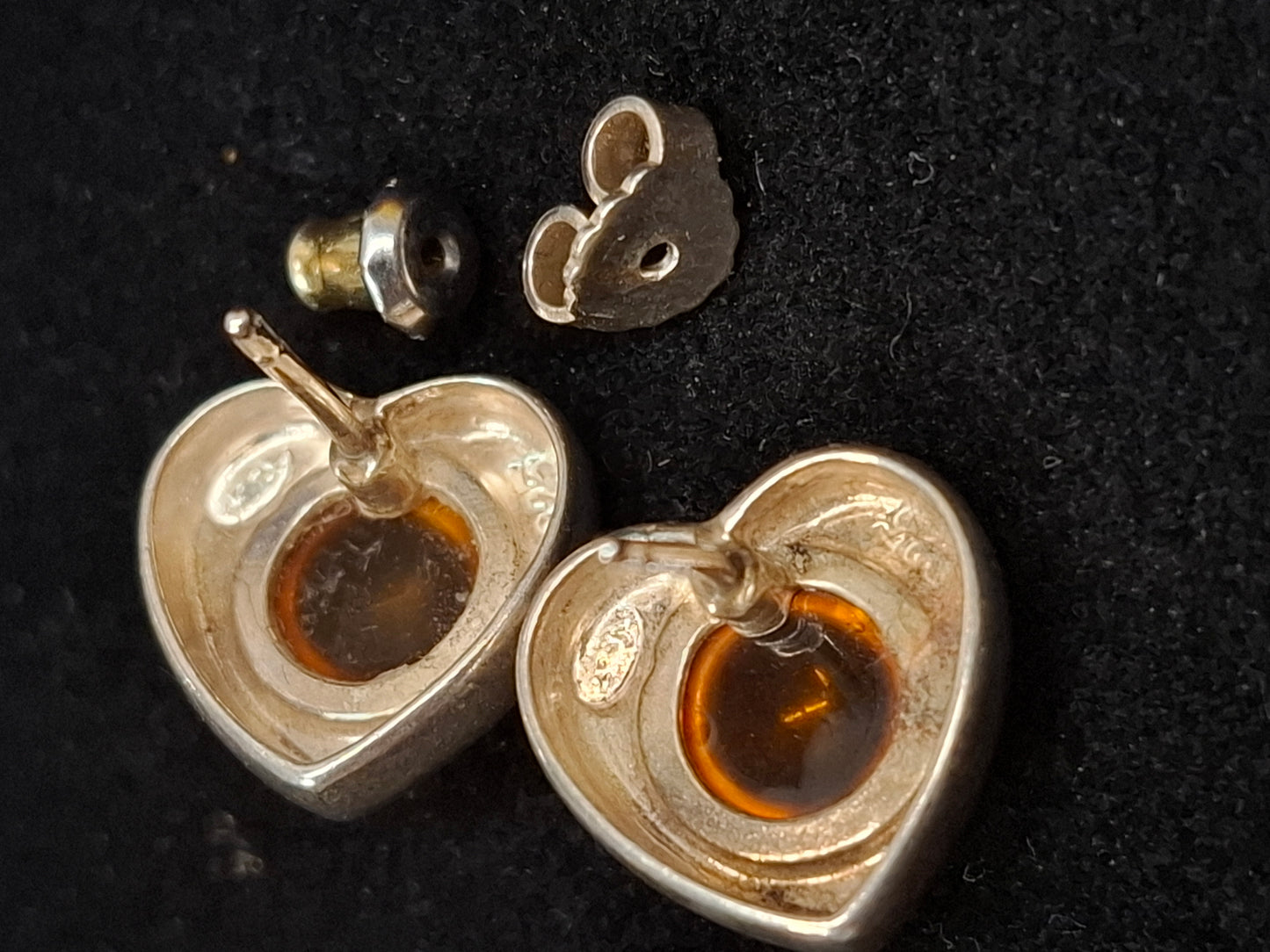 Vintage Bernstein Silver Heart Ohrringe