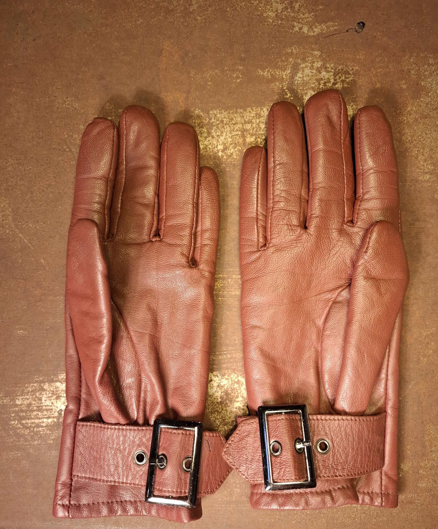 Vintage braune Lederhandschuhe mit verstellbarem Handgelenk