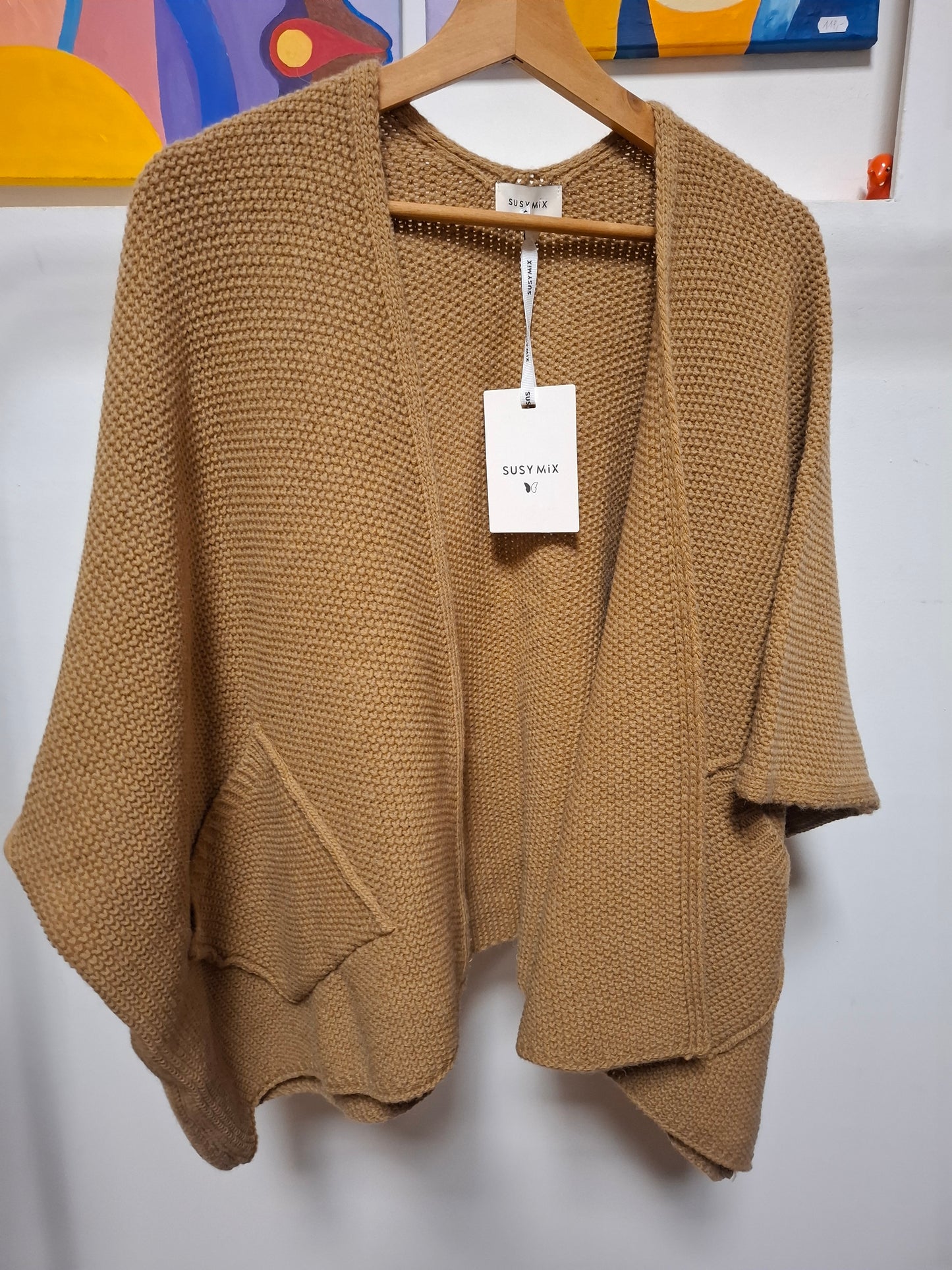 BATWING CAMMELLO CARDIGAN VON SUSY MIX NP. 79.99 ACRYL, LANA, VISCOSA, ALPAKA MIX