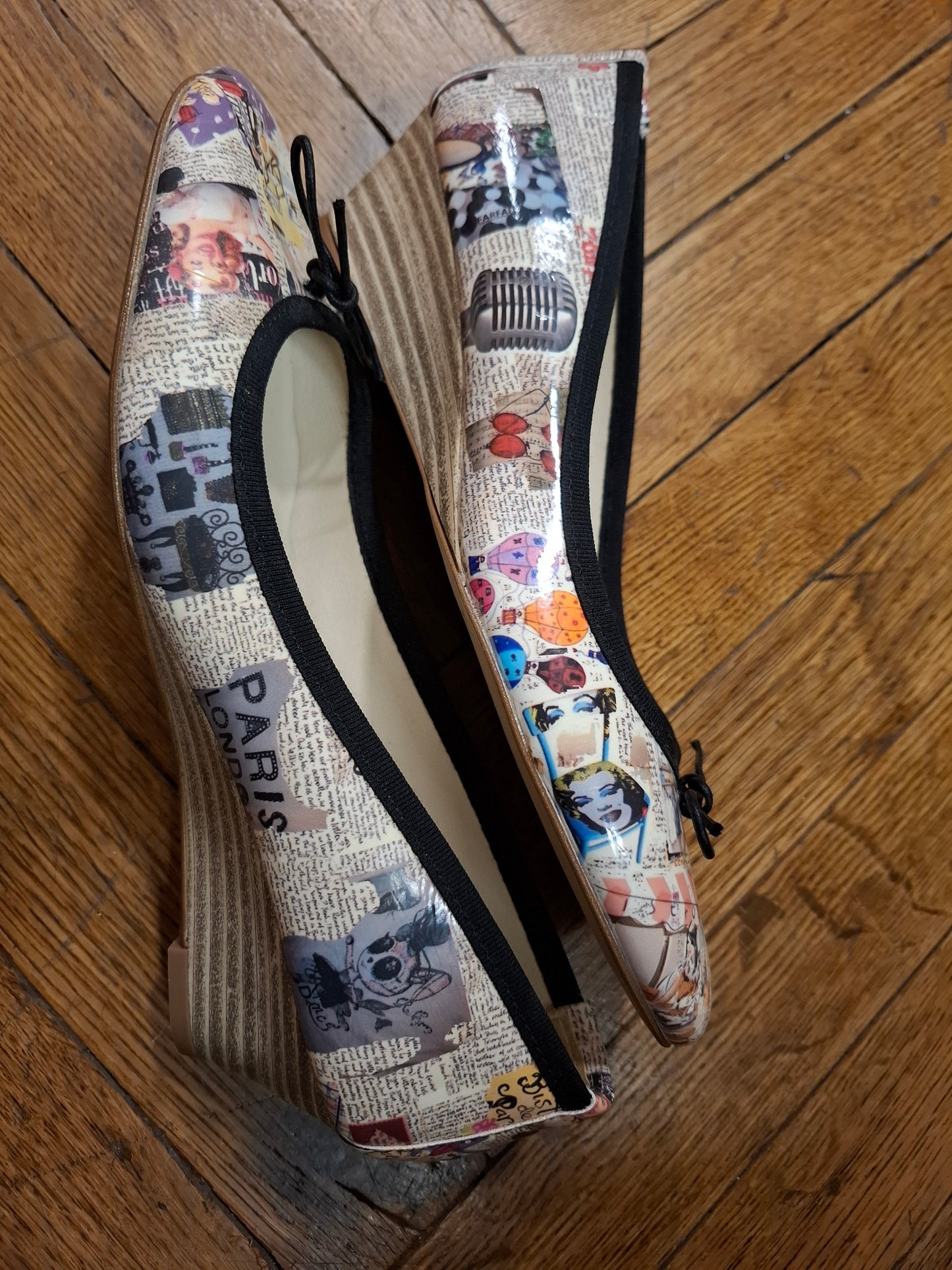 COOLE LEDER BALLARINAS Collage-Druckdesign gr.40