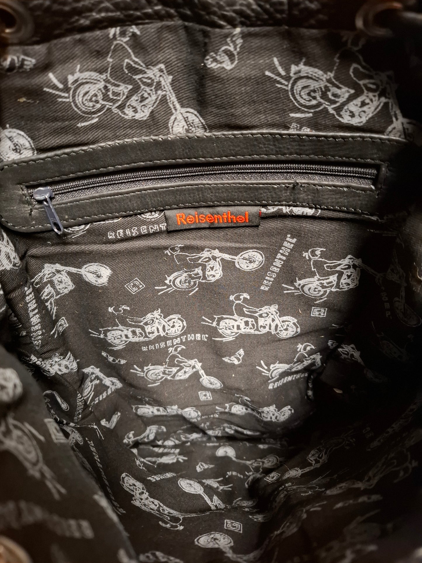 Vintage Leder-Bikerjacke Rucksack