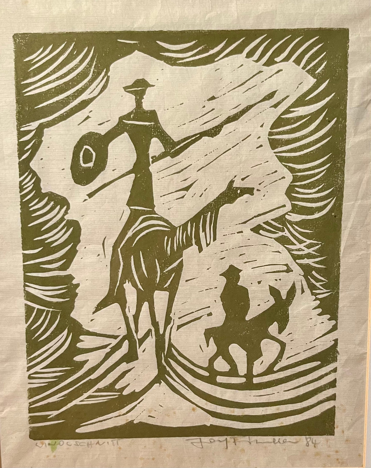 Josef Fischnaller, Don Quijote, Linolschnitt 1984