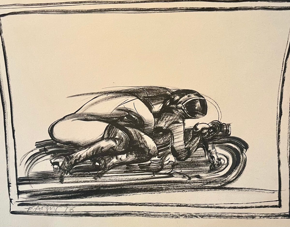 Fritz Aigner – „Motorrad“, Tuschezeichnung