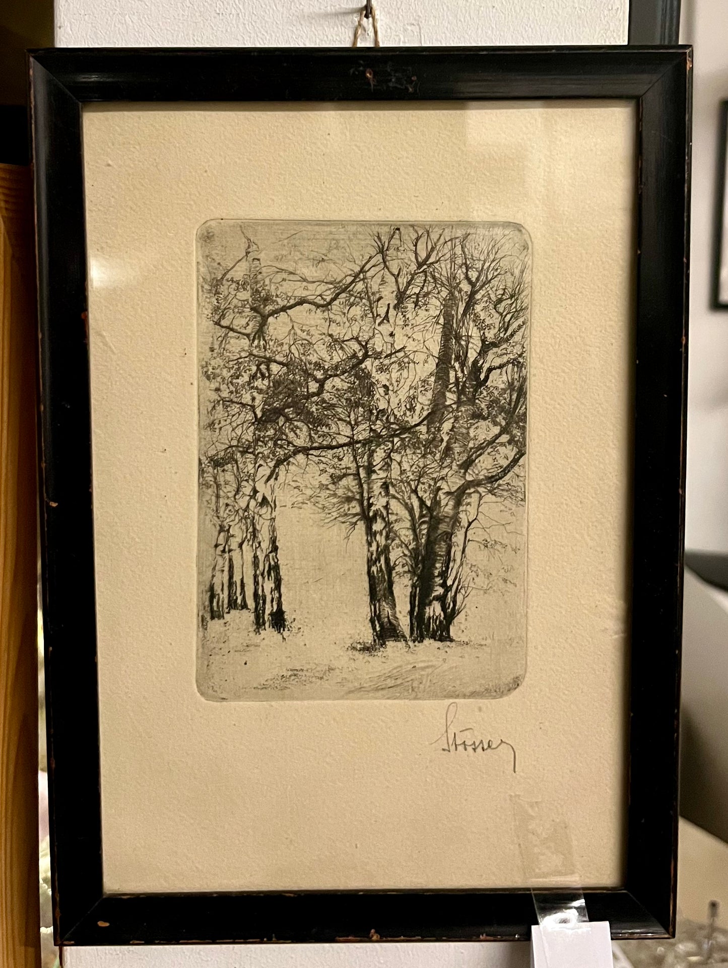 Oskar Stössel – „Birkengruppe“, signierte Original-Radierung