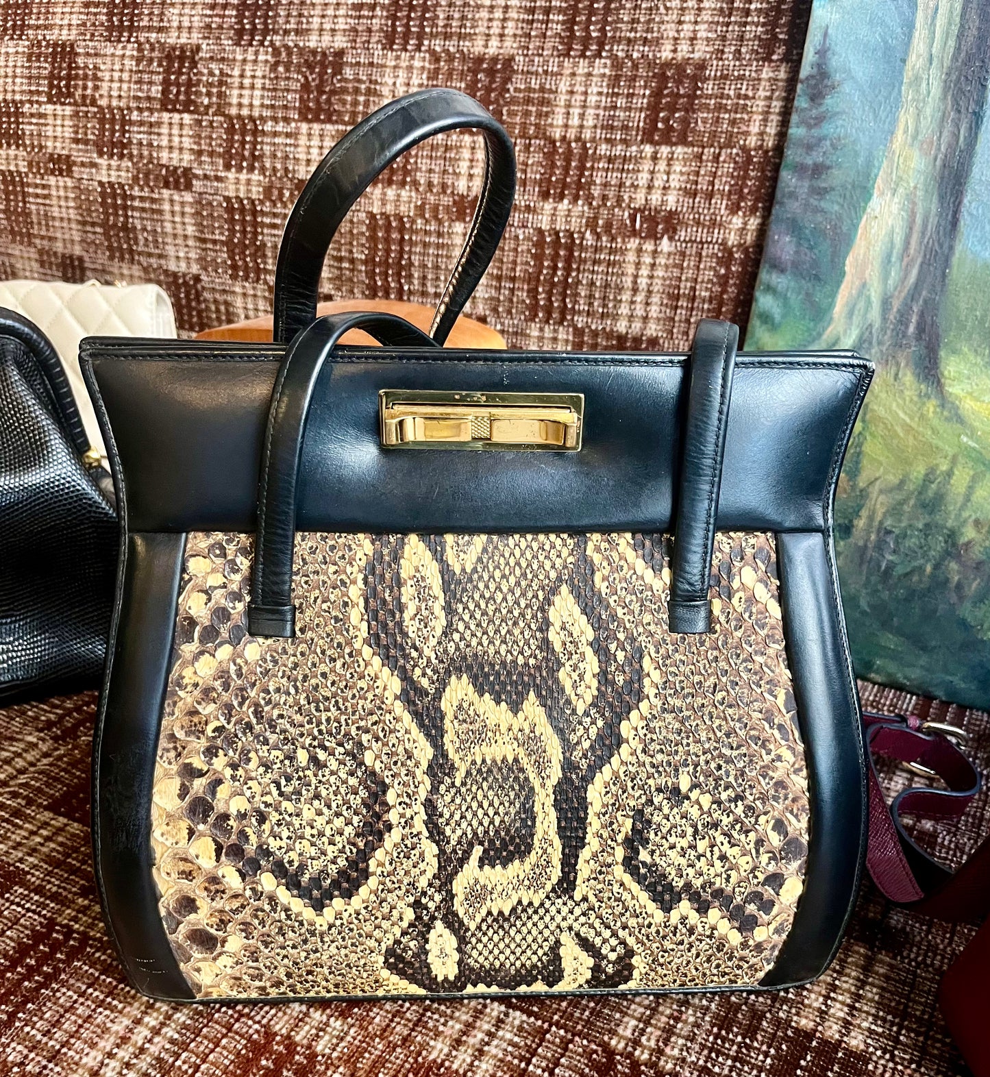 Vintage Damen Lederhandtasche