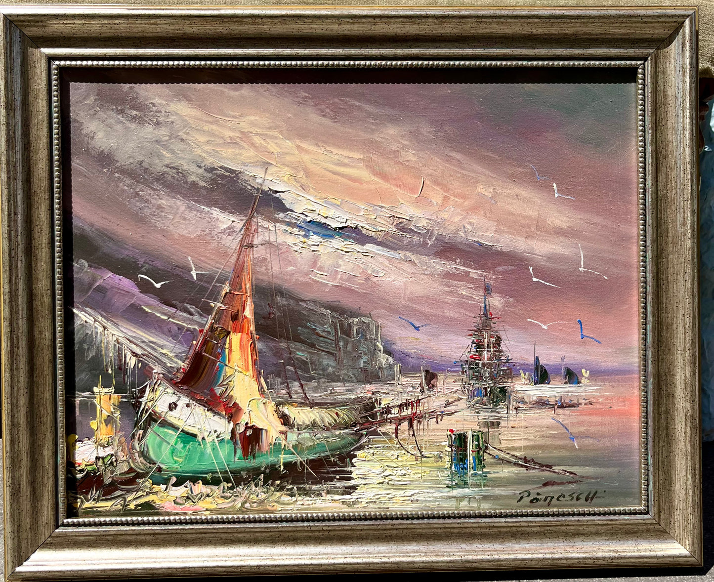 Vintage Ölbild gerahmt