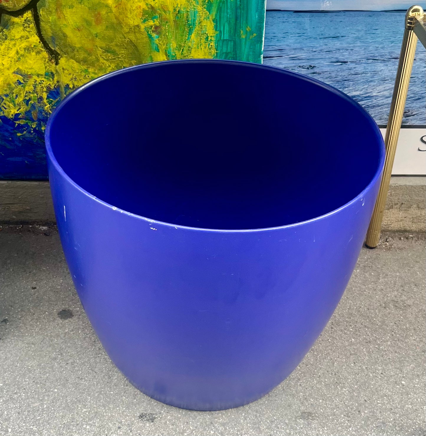 Vintage Blumentopf Groß Blau