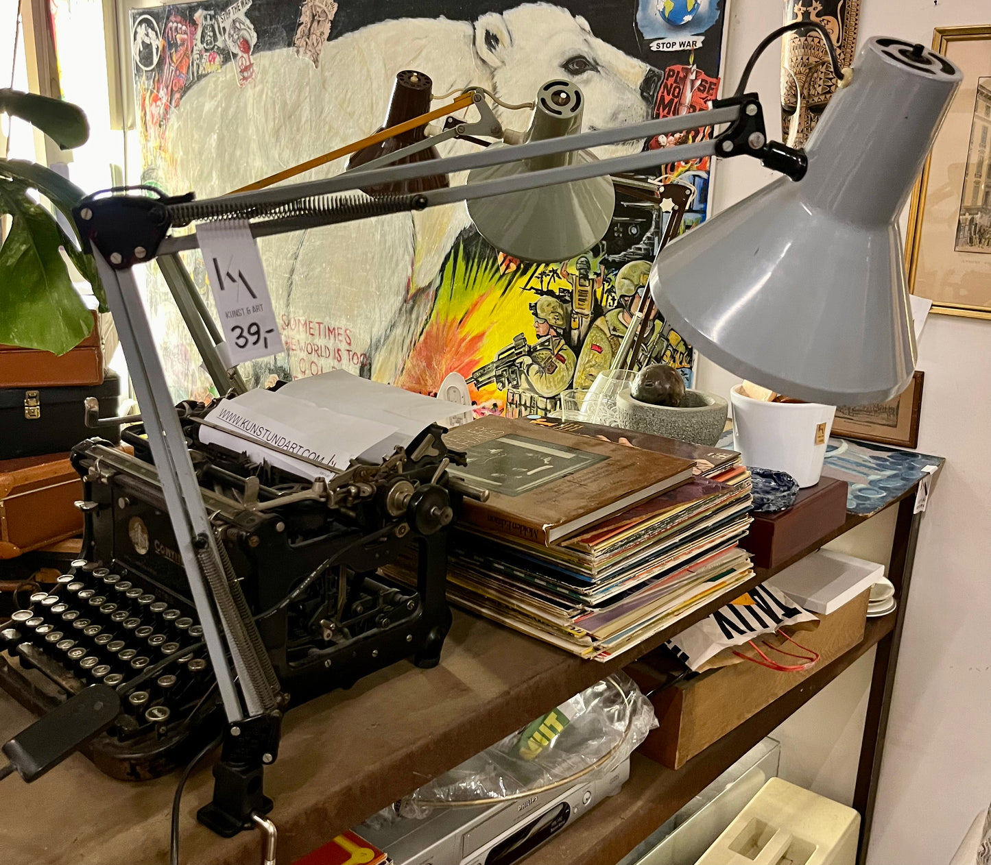 Vintage Klemmlampe Grau