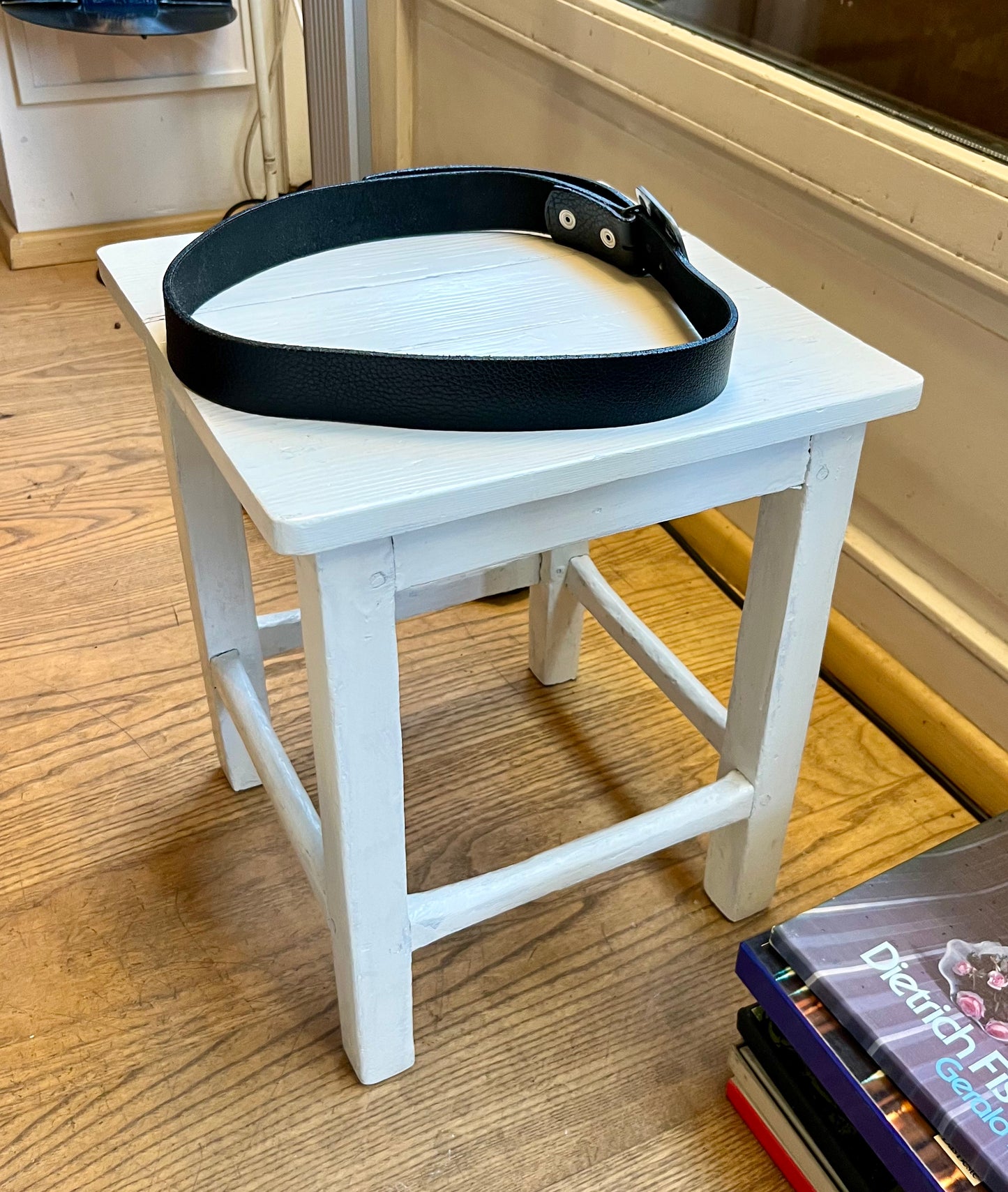 Vintage Holz Hocker weiß