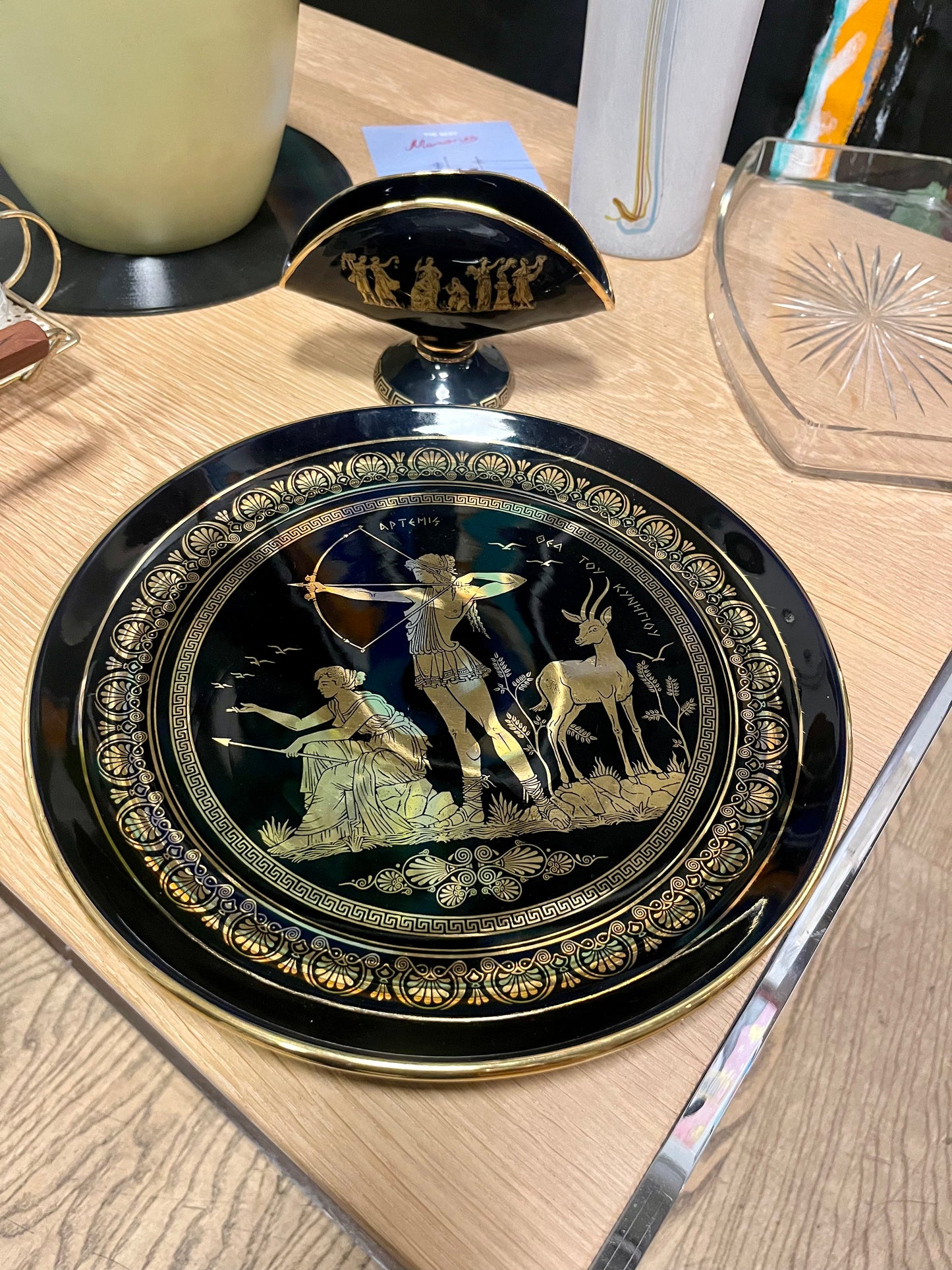 Set Teller und Serviettenhalter Griechischer antikisierender Stil