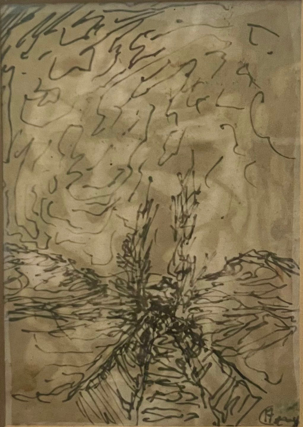 Tusche aquarelliert signiert