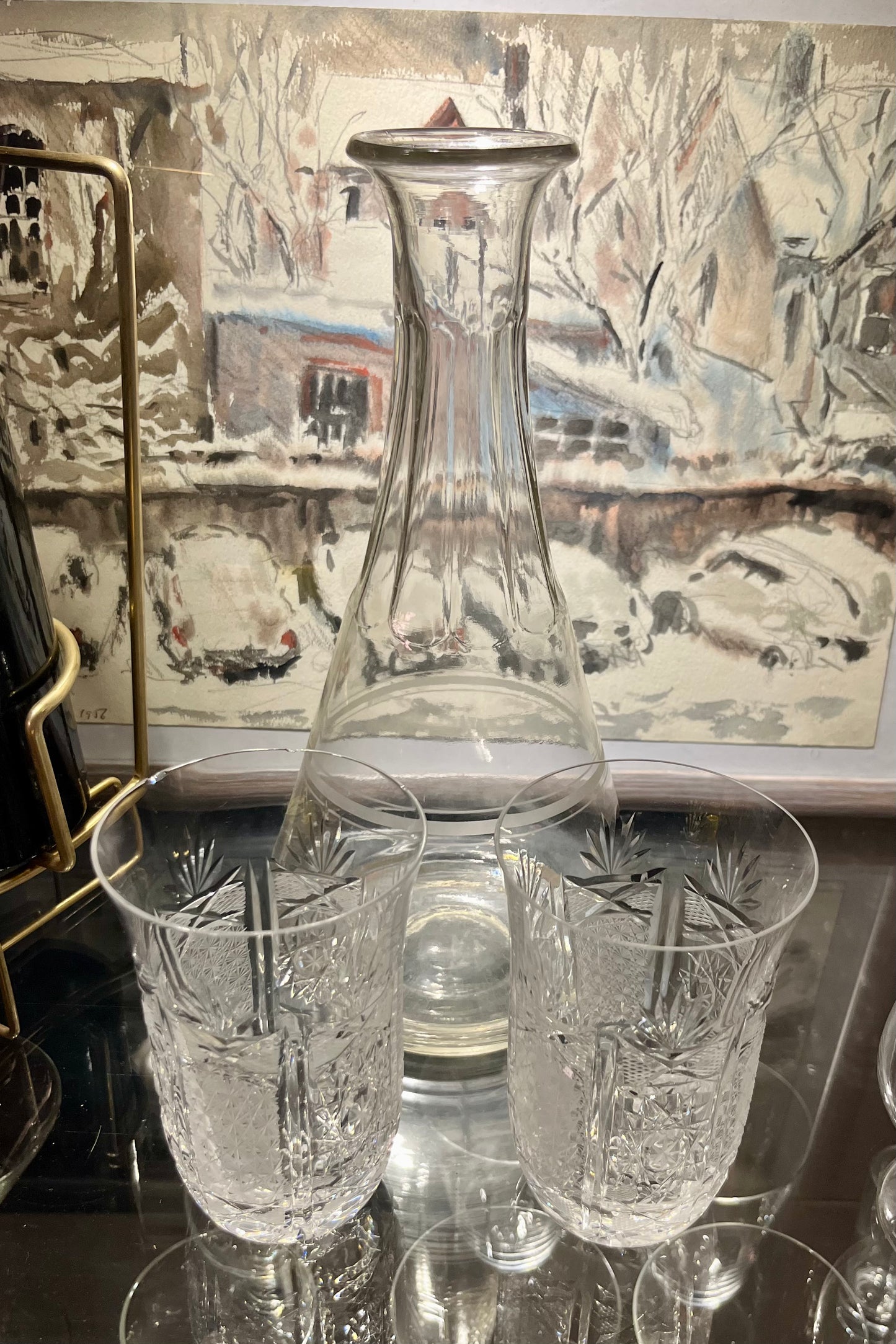 Lot Vintage Flasche und 2 Gläser