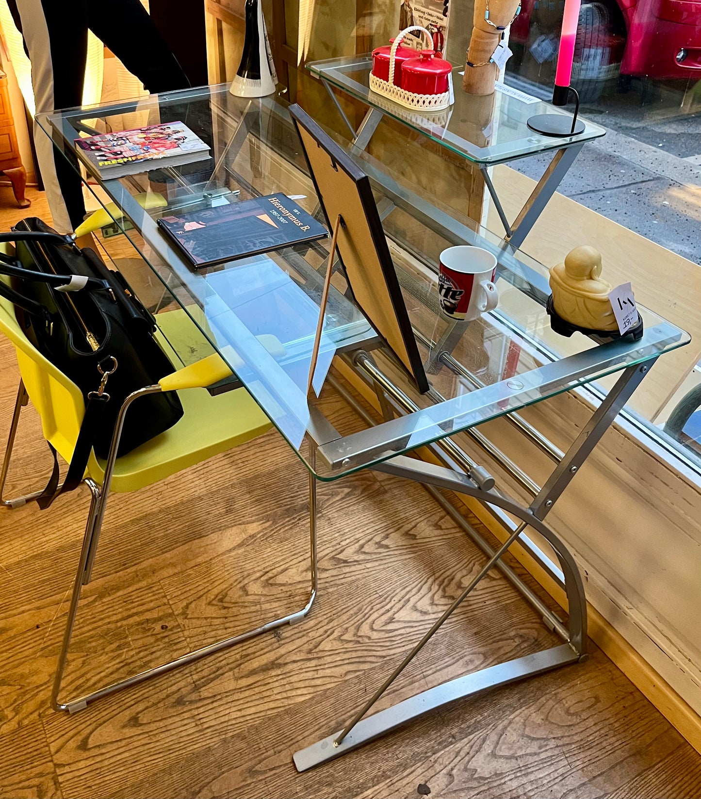 Vintage Glas Schreib Computer Table