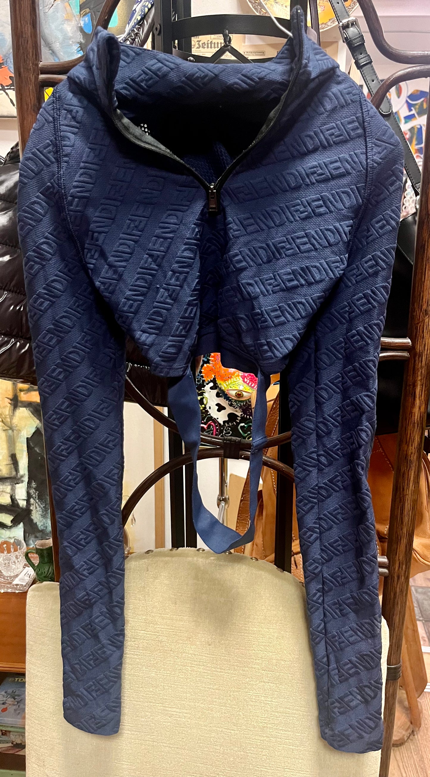 Vintage Fendi
Nylon Jacquard Logo Crop Top