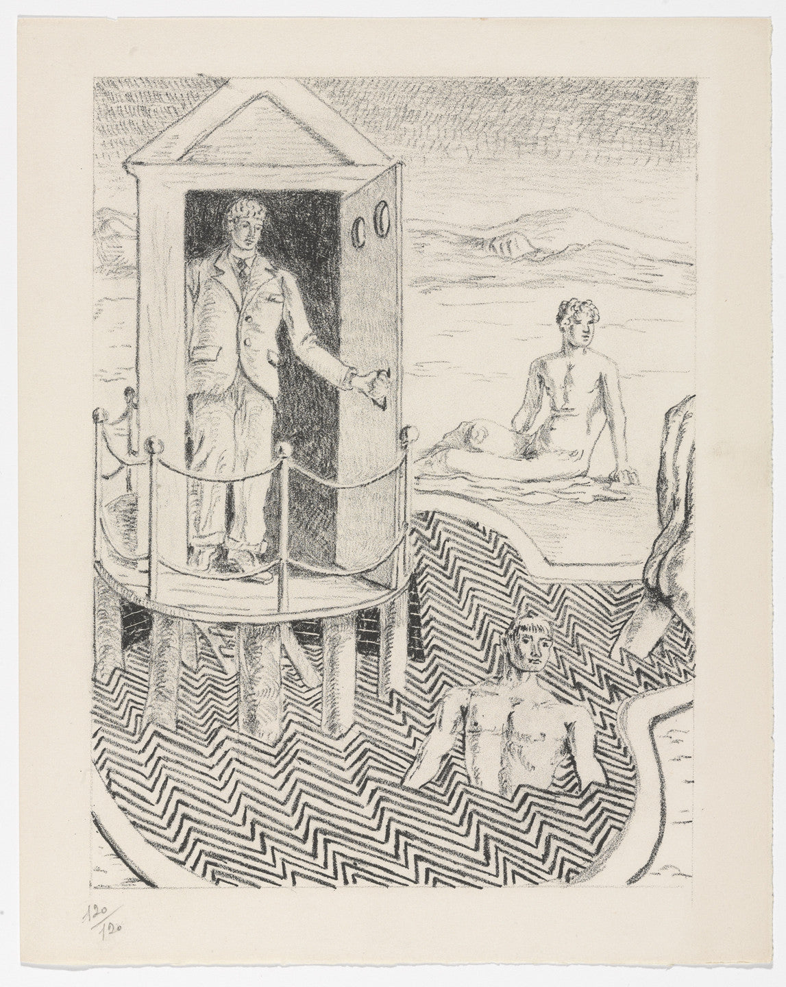 Lithographie “Nella Piscina Inquietante", Giorgio de Chirico 1934, Blatt 111/120
