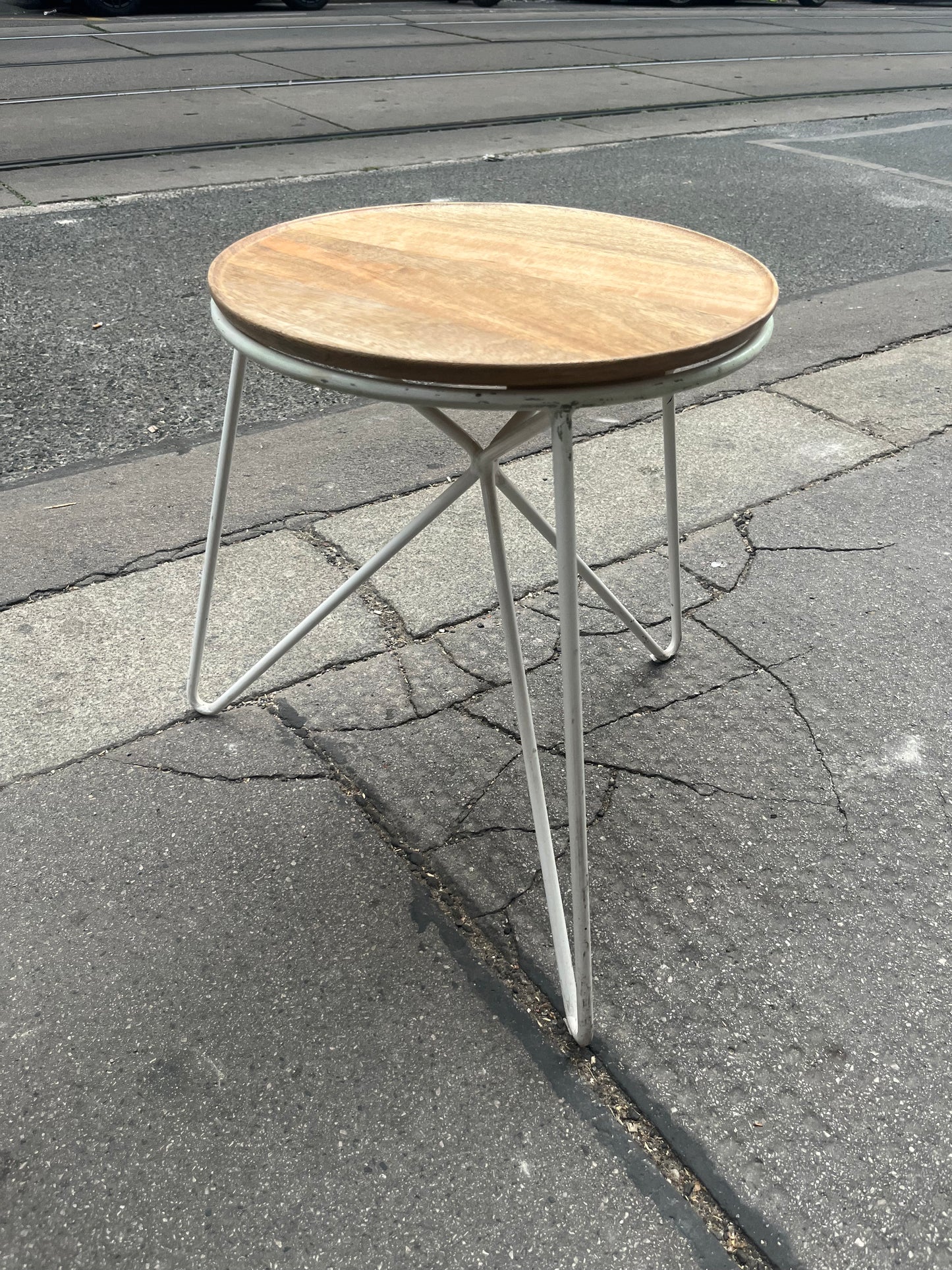 Vintage Beistell-Blumentisch Metall-Holz