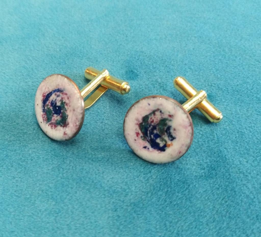 Vintage Emailiert Manschettenknöpfe