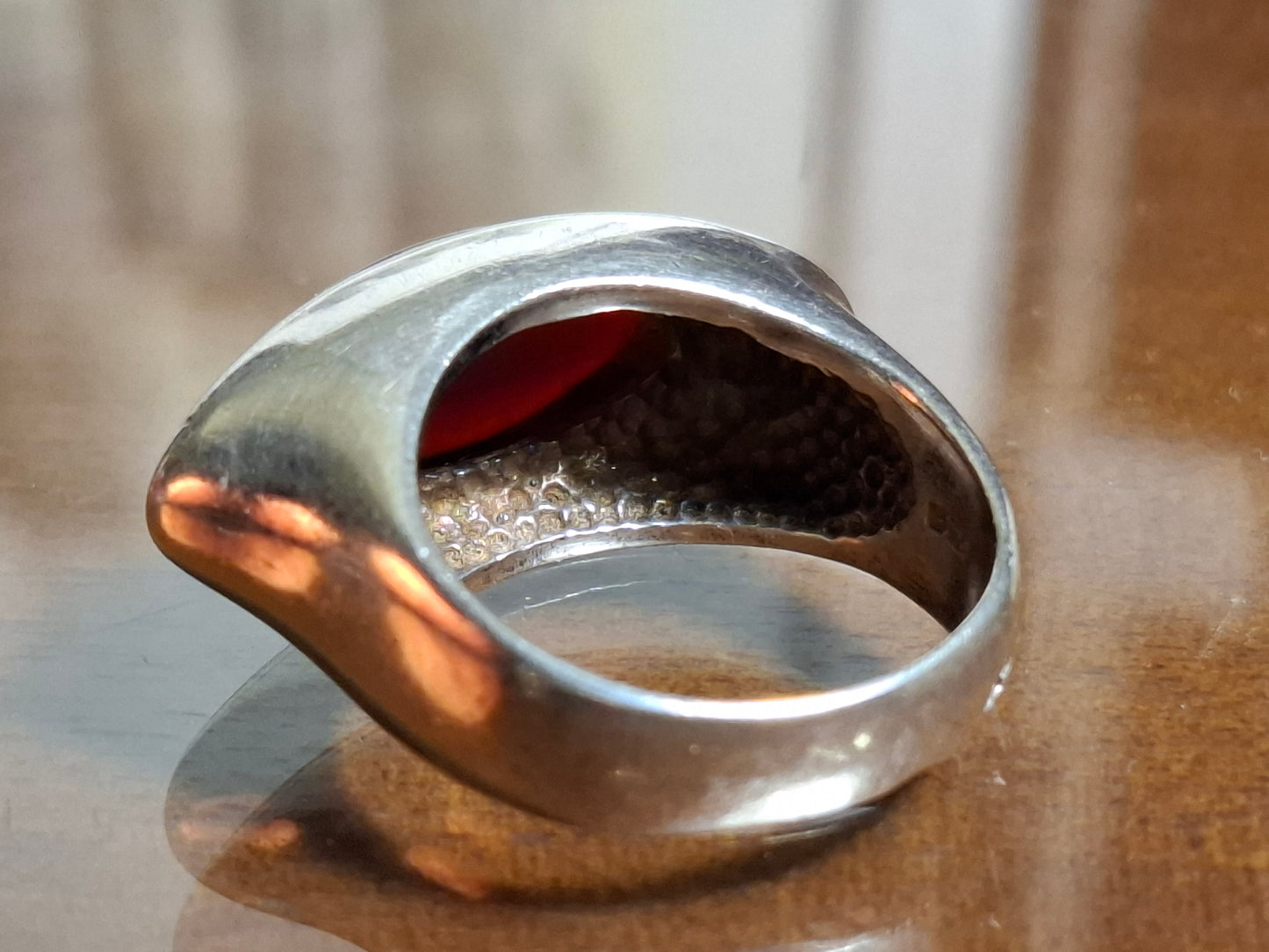 Vintage Rote Agate Spacey Ring signiert Silber 925