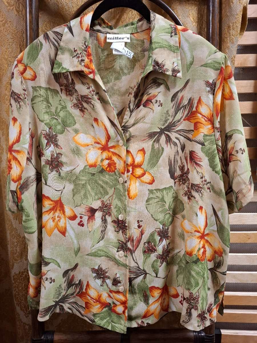 Vintage Bluse mit Orchiden