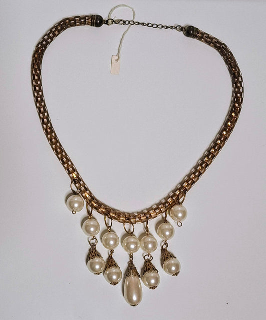 Vintage Designer Statement Halskette mit Kunstperlen