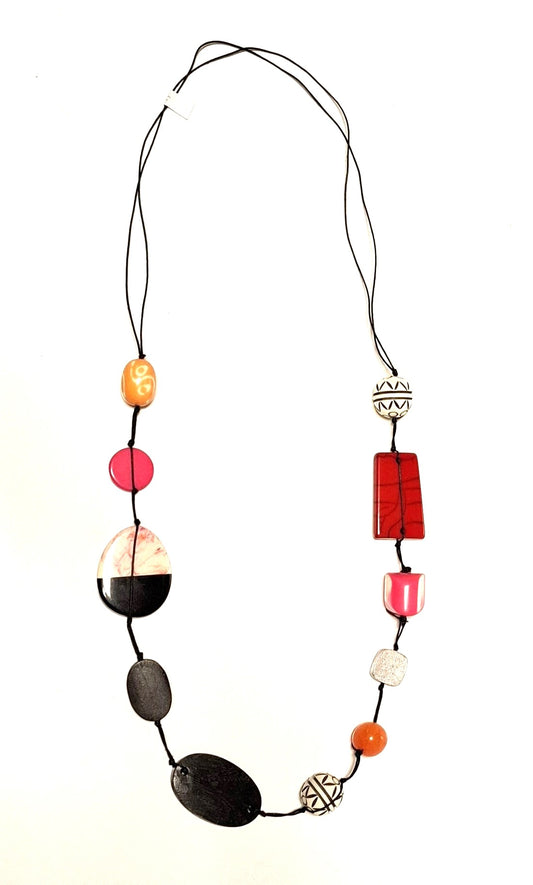 LONG COLOURFUL MIXED SHAPED BEADS NECKLACE