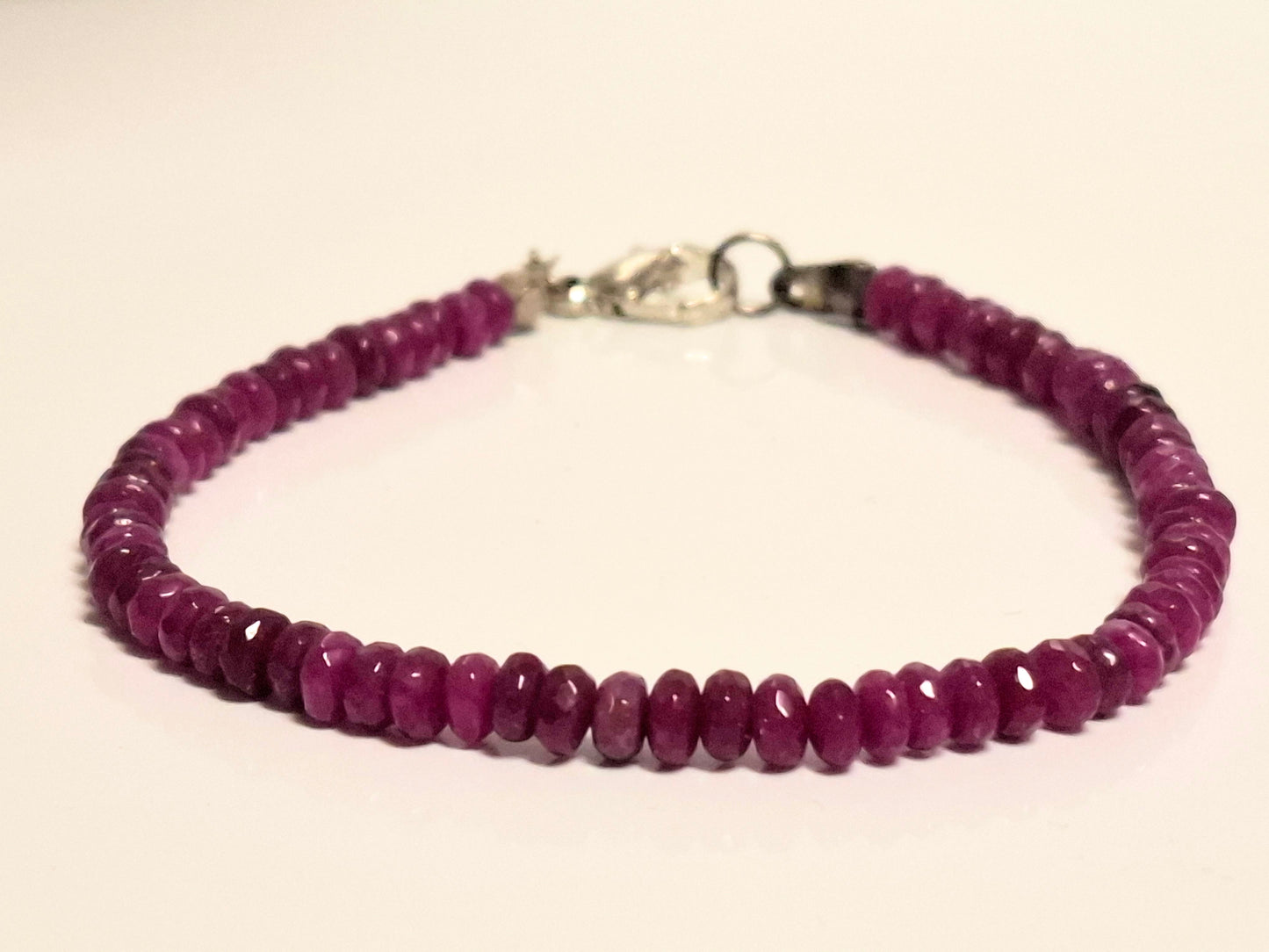 HALBEDELSTEIN ARMBAND + SILBER VERSCHLUSS