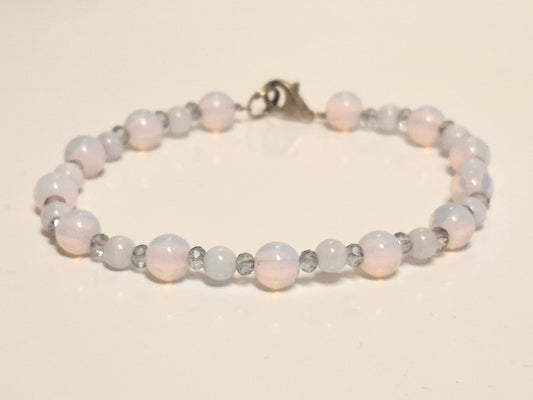 HALBEDELSTEIN ARMBAND + SILBER VERSCHLUSS