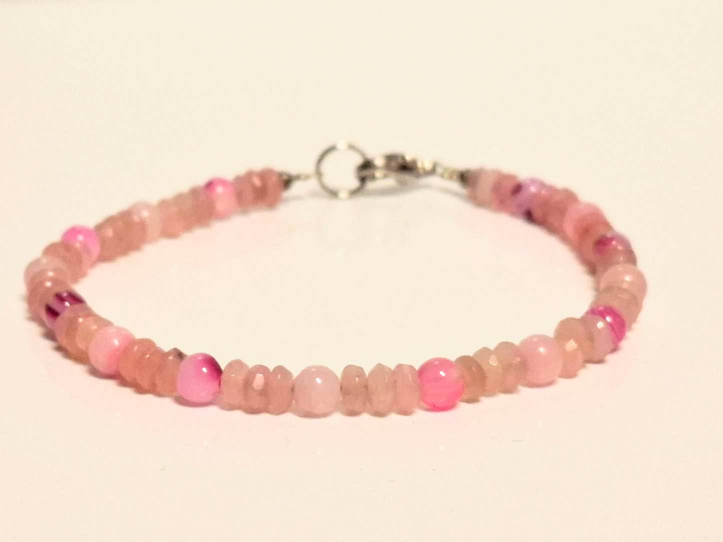 HALBEDELSTEIN ARMBAND + SILBER VERSCHLUSS