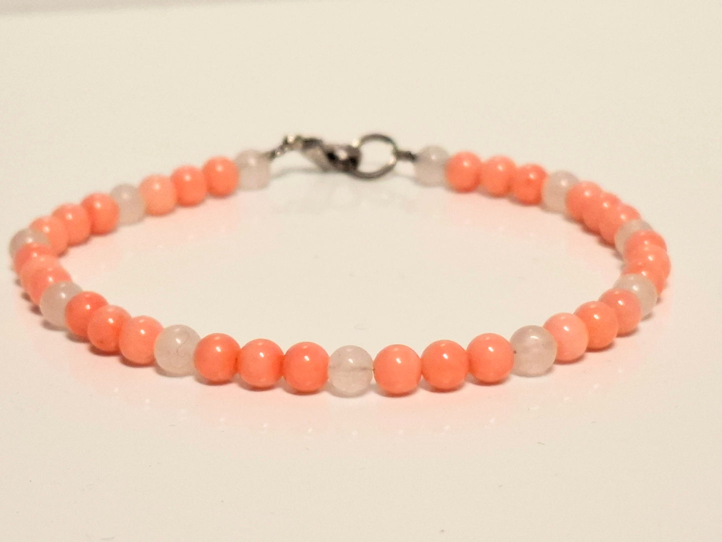 HALBEDELSTEIN ARMBAND + SILBER VERSCHLUSS