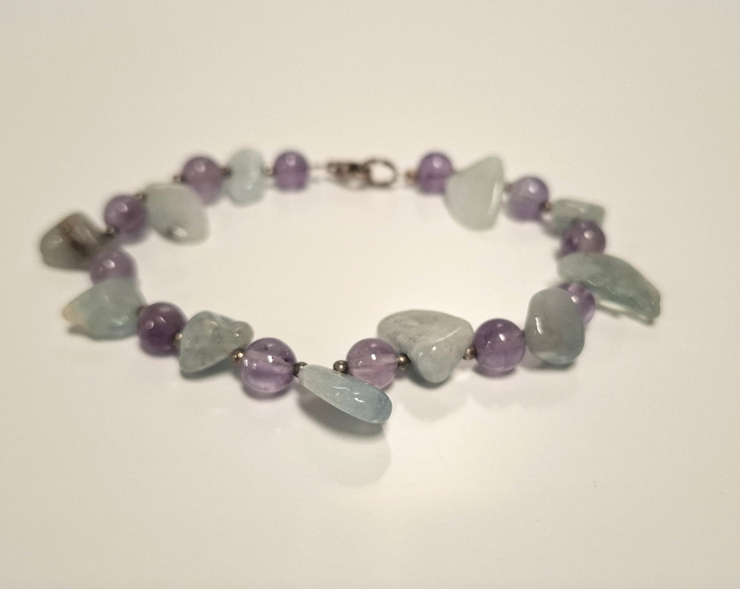 HALBEDELSTEIN ARMBAND + SILBER VERSCHLUSS