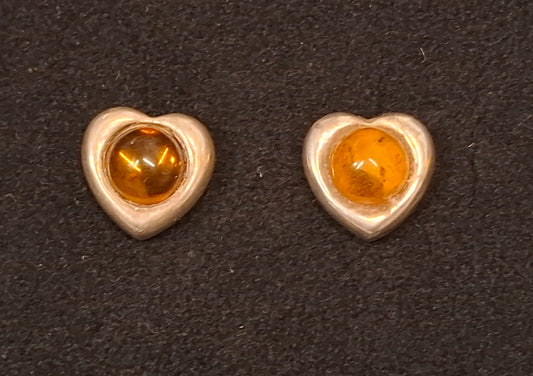 Vintage Bernstein Silver Heart Ohrringe