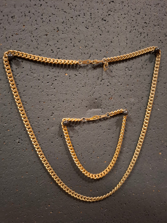 Retro-Set : Vergoldeter Halskette und Armband mit Karabinerverschluss von Pierre Cardin