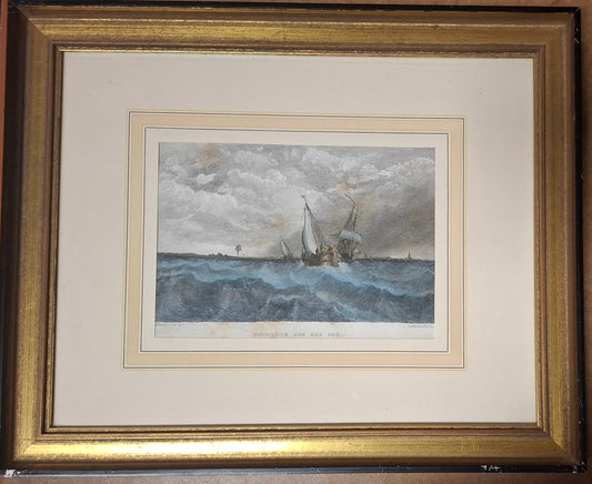 Stahlstich koloriert, Heimkehr aus der See, Stanfield Engl. Gerahmt