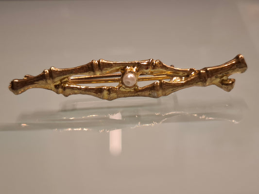 Vintage Brosch Metall Bambus