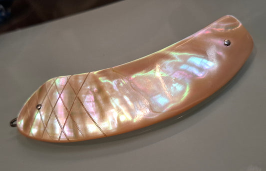 Vintage Perlmutt Haarspange mit Gravur