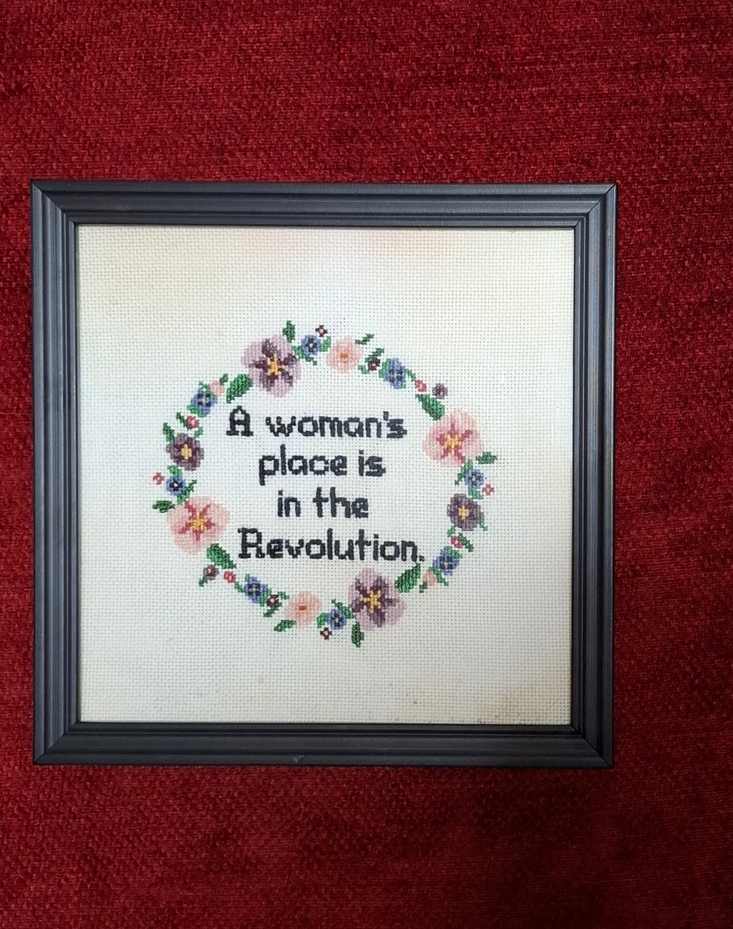 A woman's place is in the Revolution : Framed Crossstitch