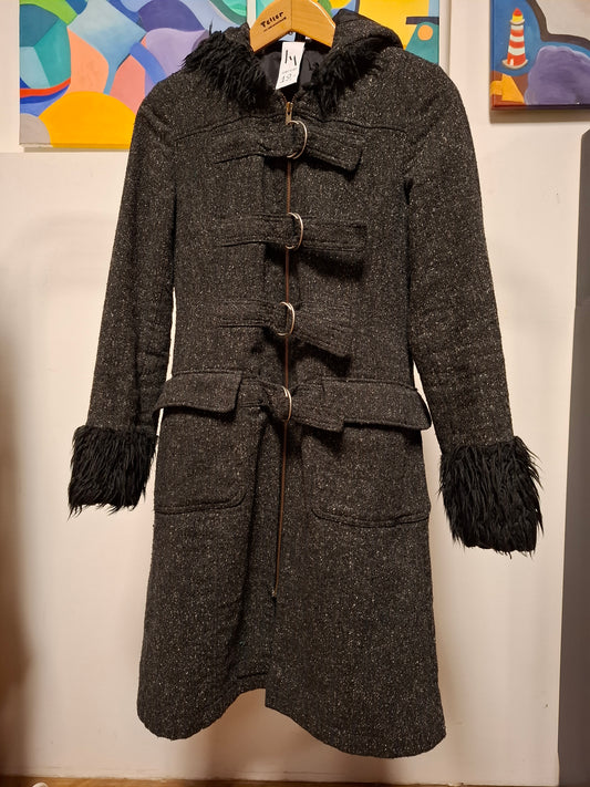 Mantel mit Kapuze und flauschigen Bündchen Gr. 36