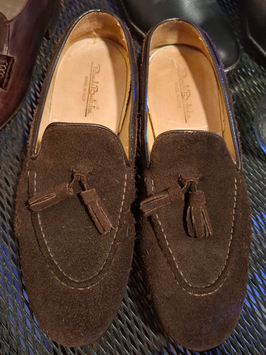 Braune Wildleder-Loafer mit Quasten von Renato Balestra Made in Italy Gr. 41