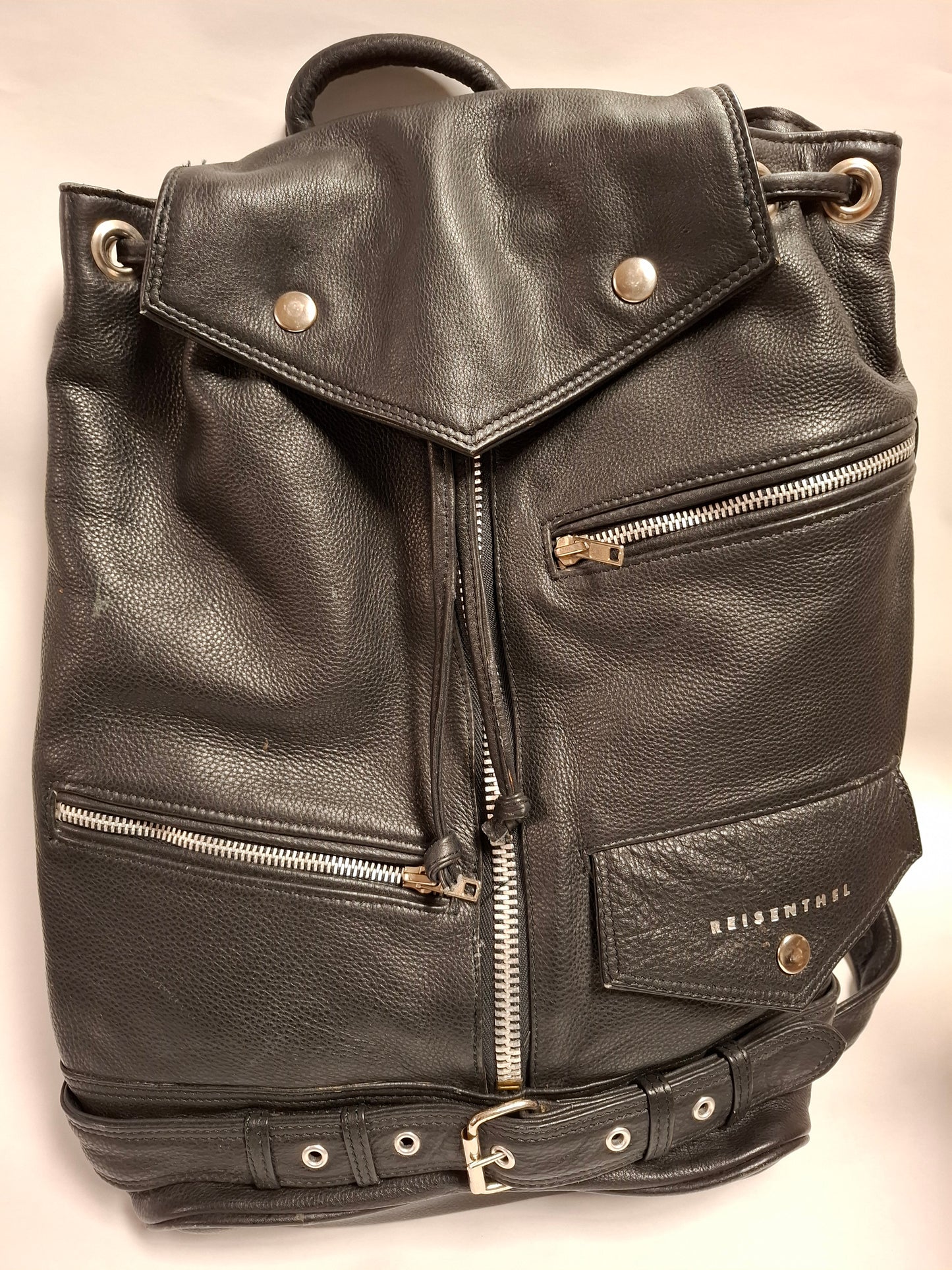 Vintage Leder-Bikerjacke Rucksack
