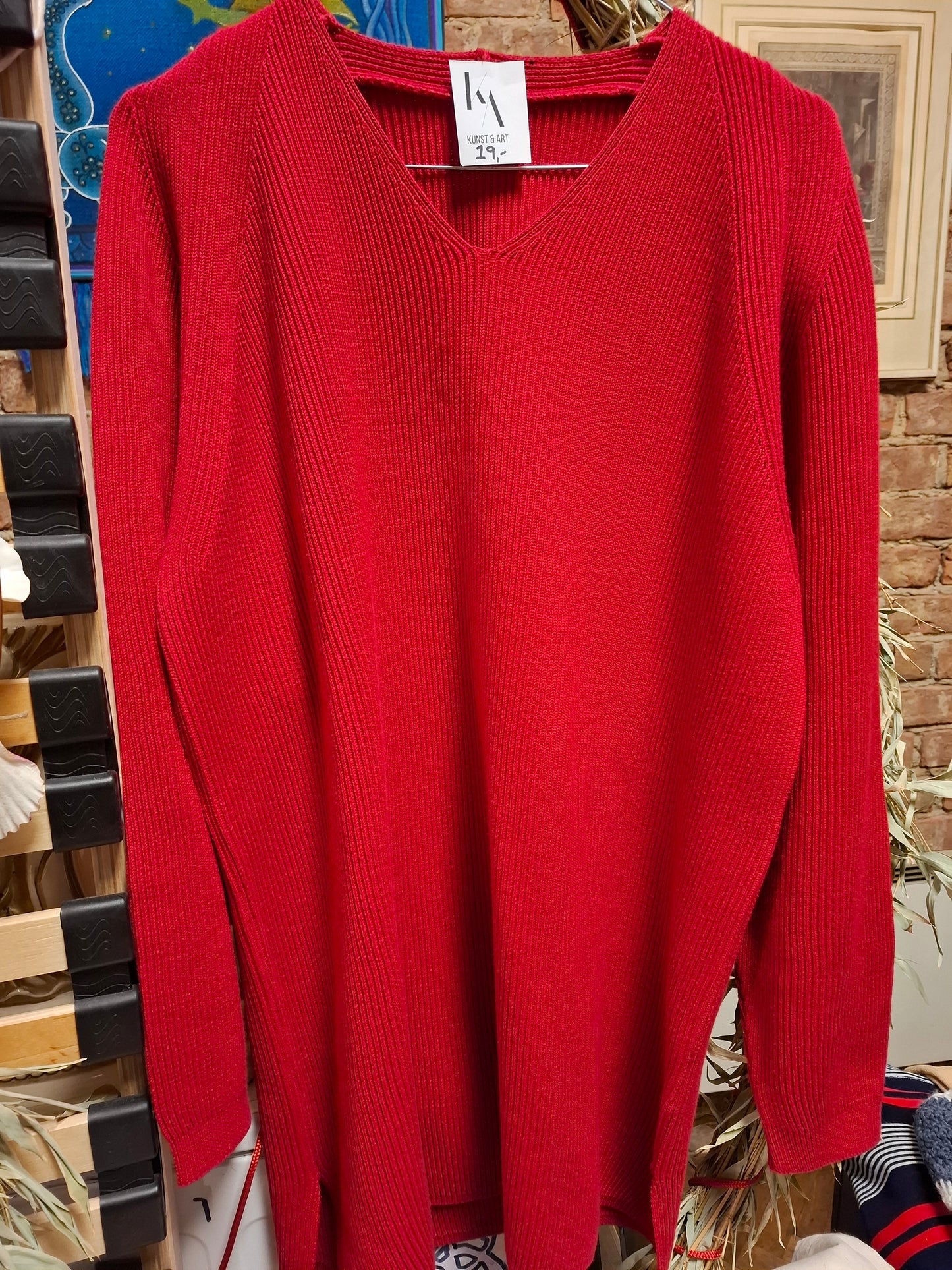 Vintage-Pullover aus 50 % Wolle in Rot