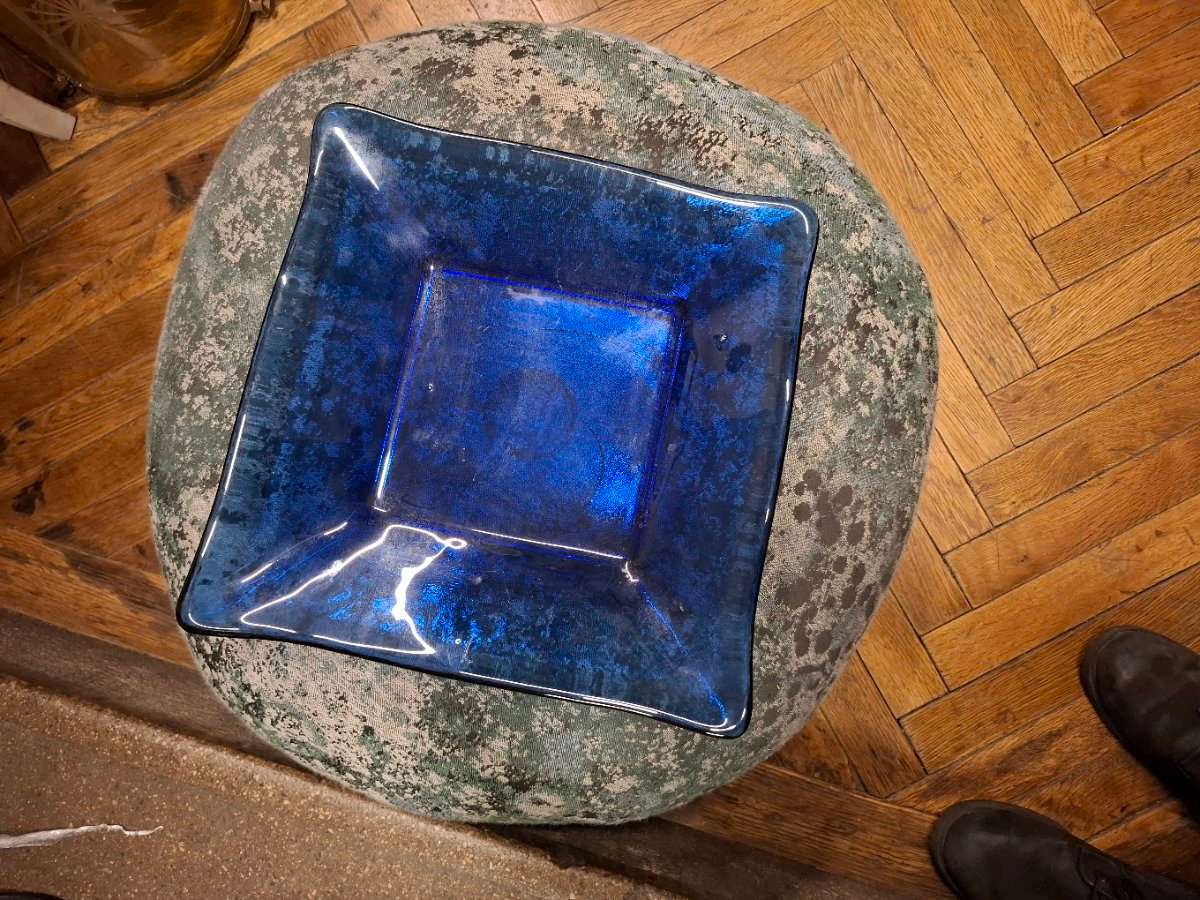 VINTAGE MURANO GLASS SCHALE BLAU