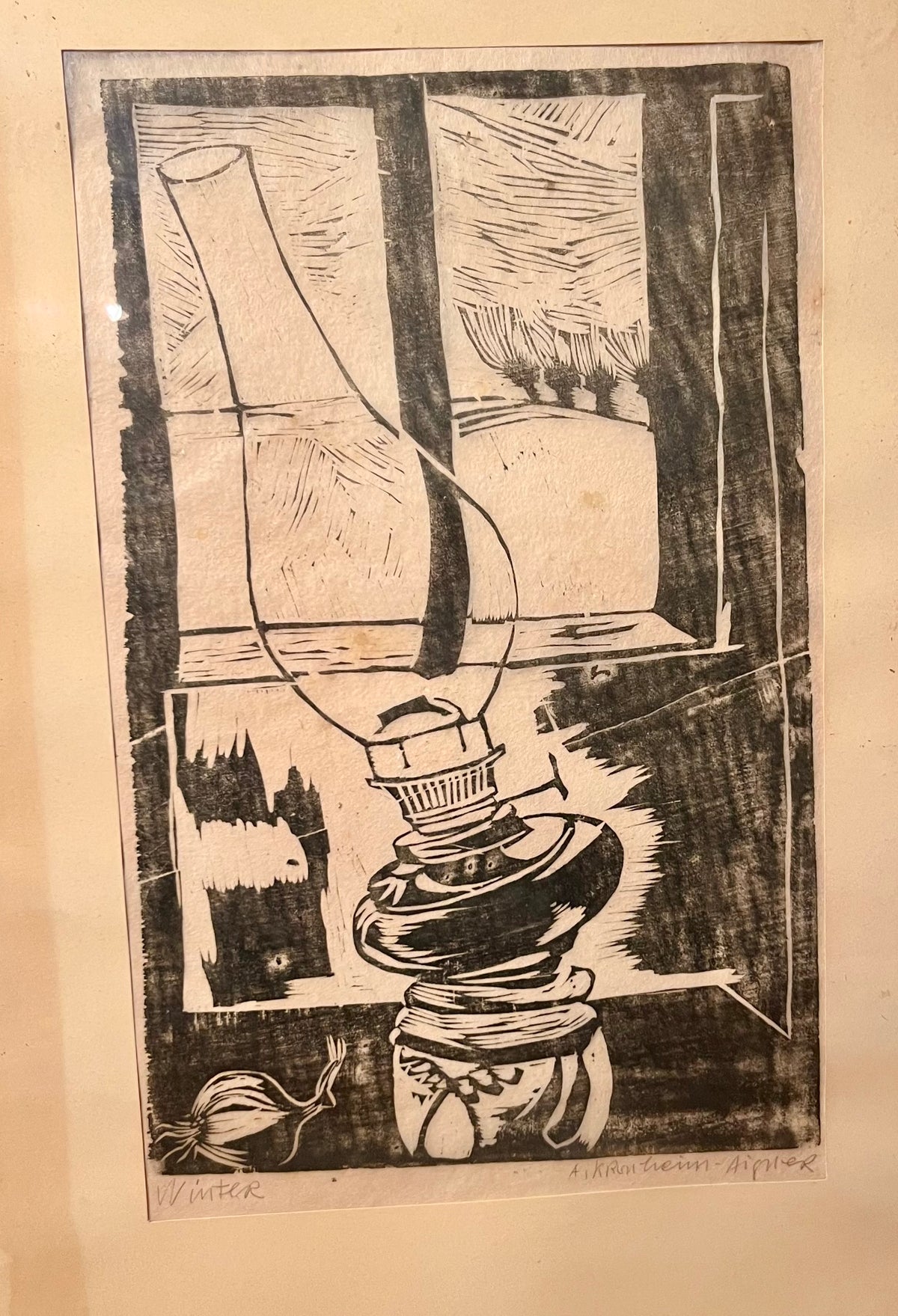 Auguste Kronheim-Aigner, Winter, Linolschnitt
