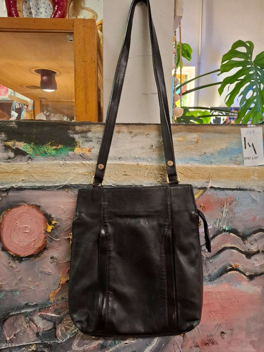 Schwarze Lederhandtasche von Valentina