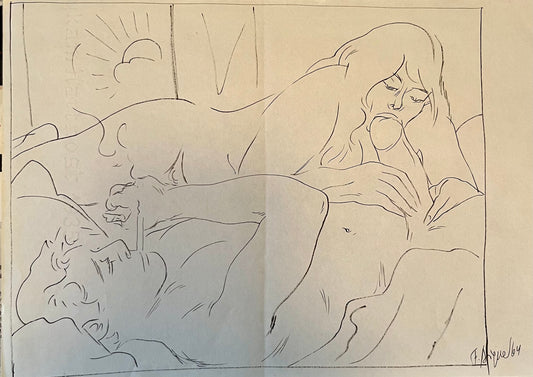 Fritz Aigner – Erotische Tuschezeichnung, signiert, 1964