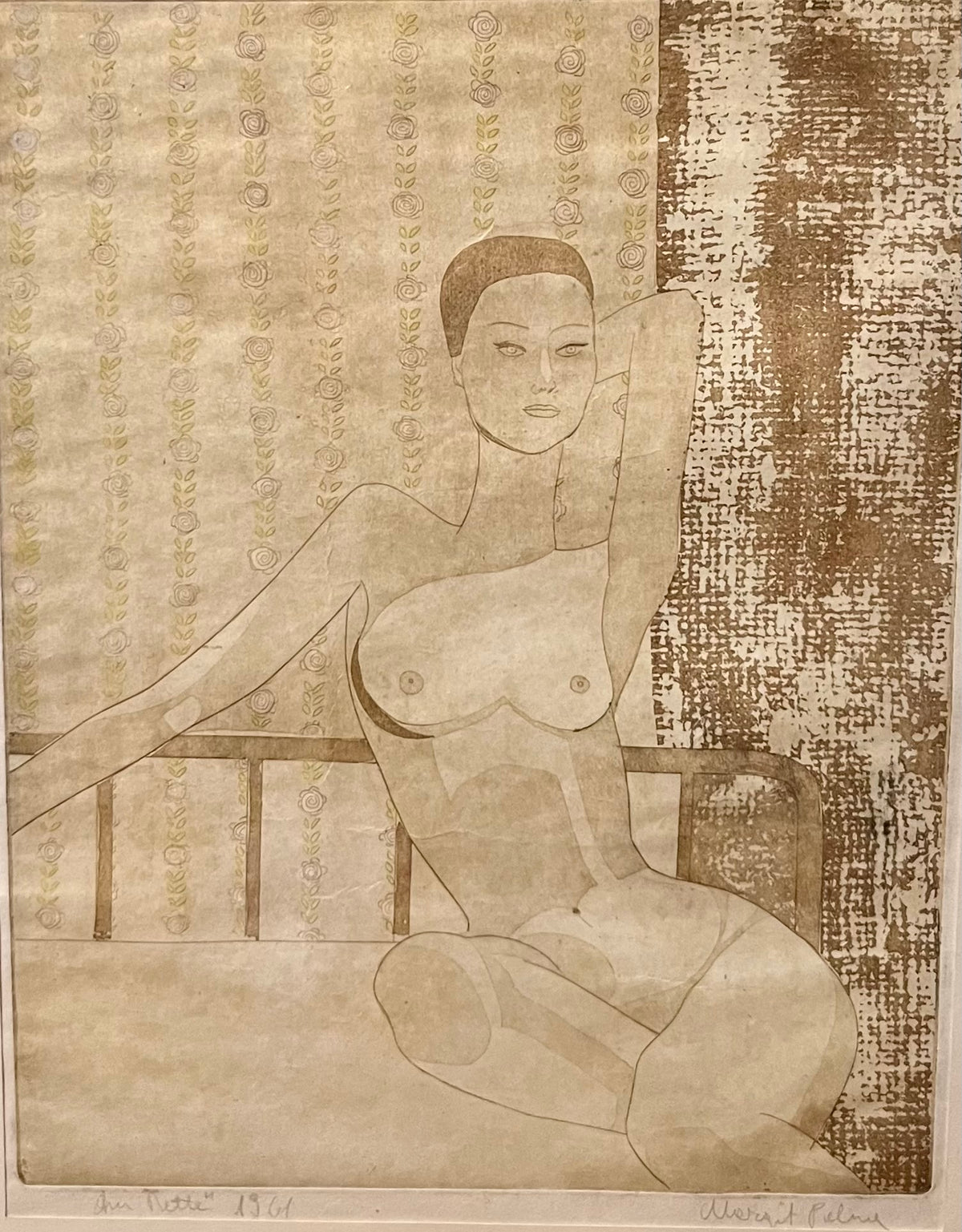 Margit Palme, Am Bette 1961, Lithographie